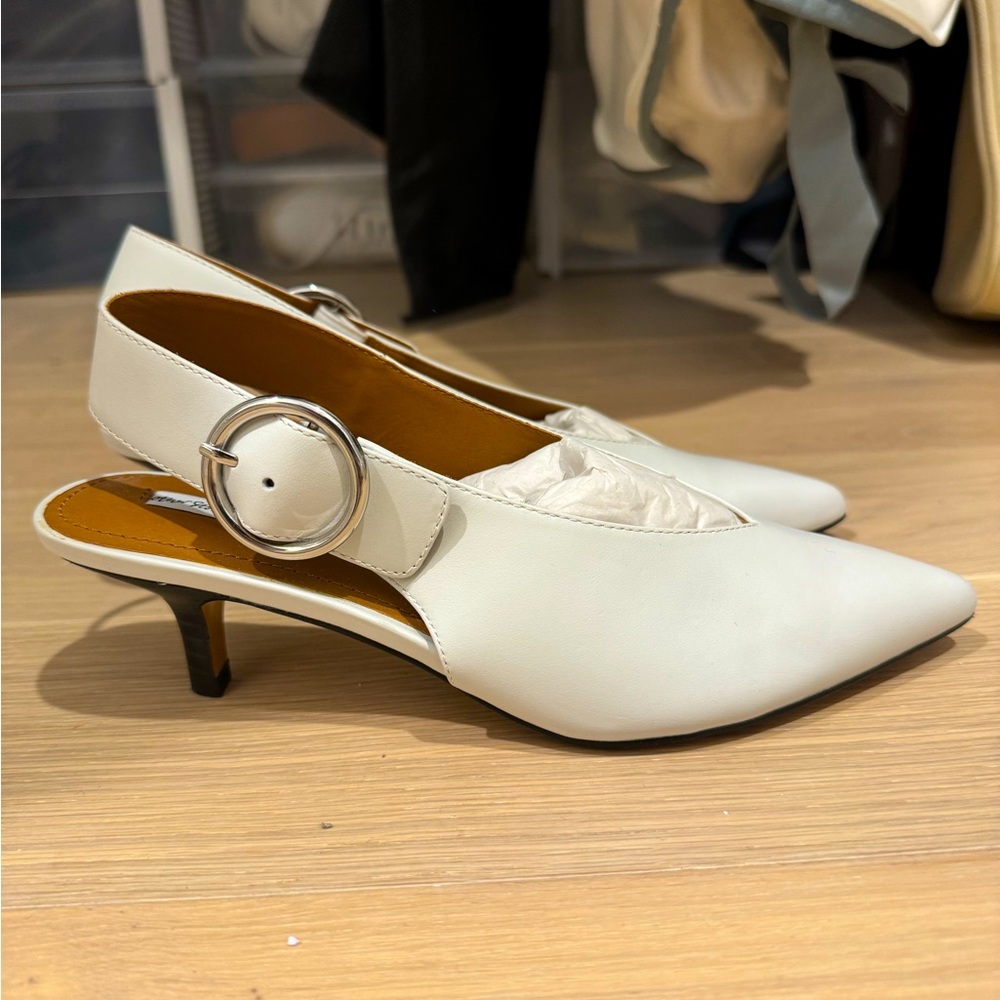 &Other Stories White Leather Slingback Pumps